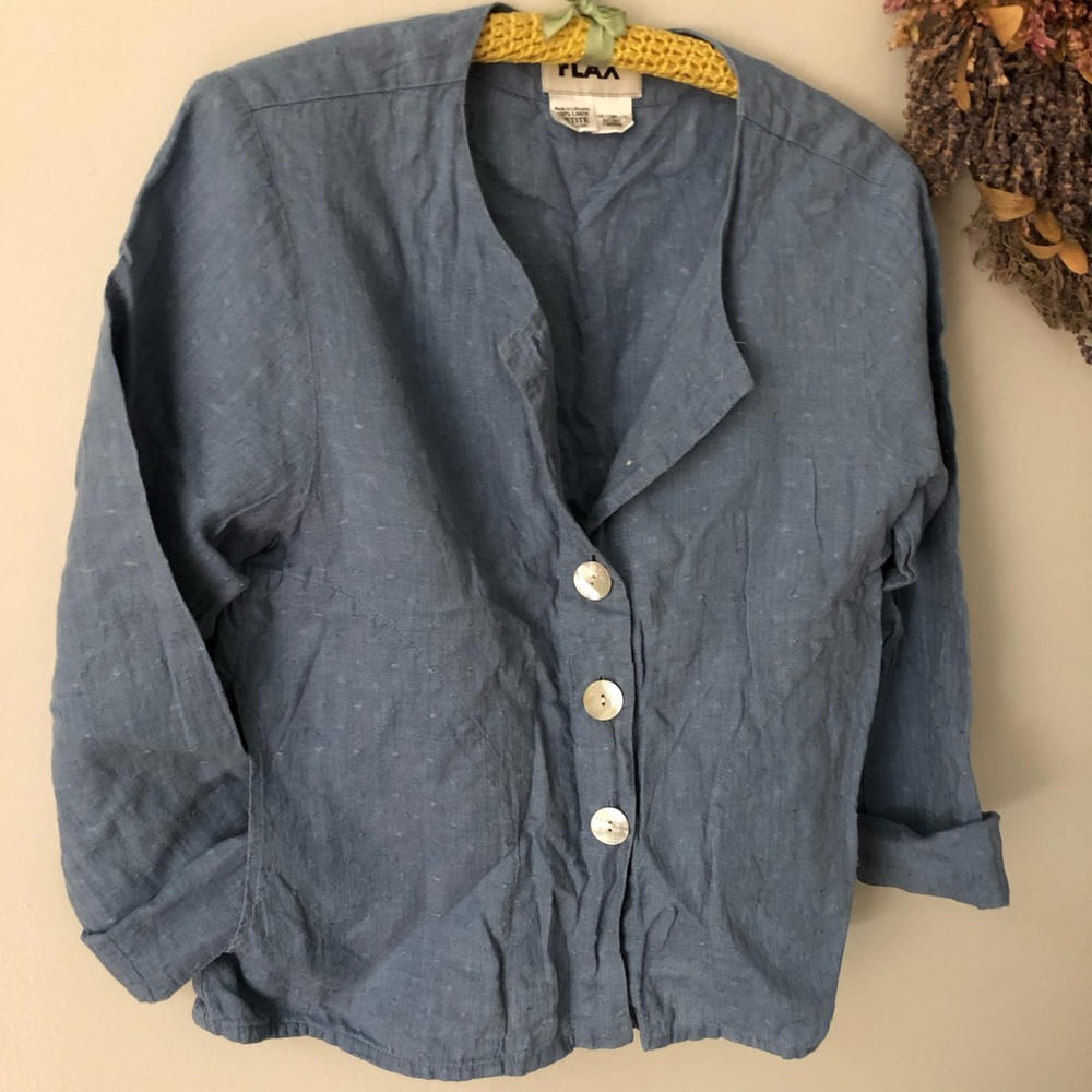 Flax Linen button-up jacket/blazer w/pockets
